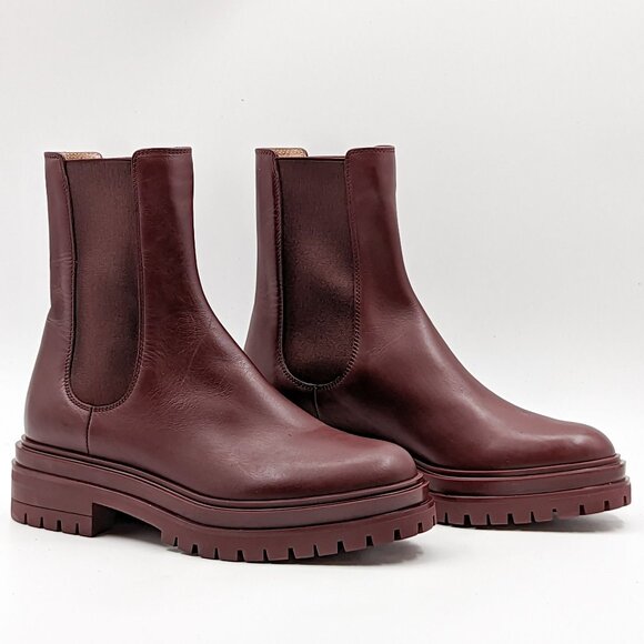 Gianvito Rossi Women Chester Burgundy Leather Chelsea Boots size 6US 36EU - Picture 1 of 8